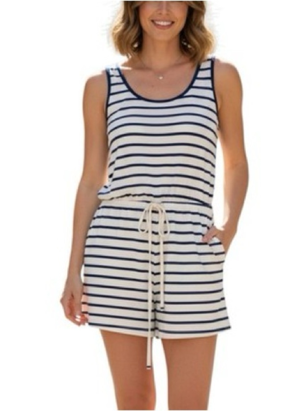 Sleeveless Modal Romper with Drawstring by Natural Reflections